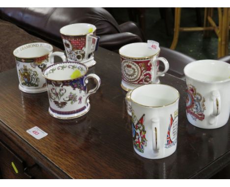 ROYAL COMMEMORATIVE MUGS AND TRINKET POT.
