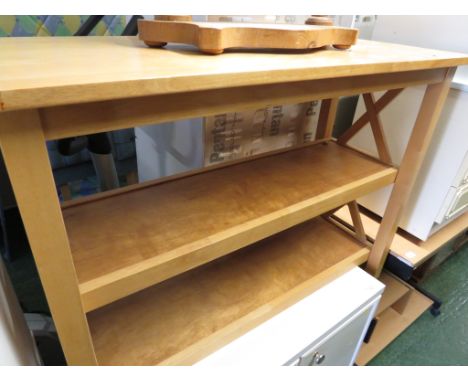 LIGHT WOOD VENEERED THREE-TIER SHELF UNIT