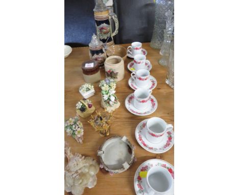 POTTERY STEINS, CHINA POSIES, COFFEE CUPS ETC.