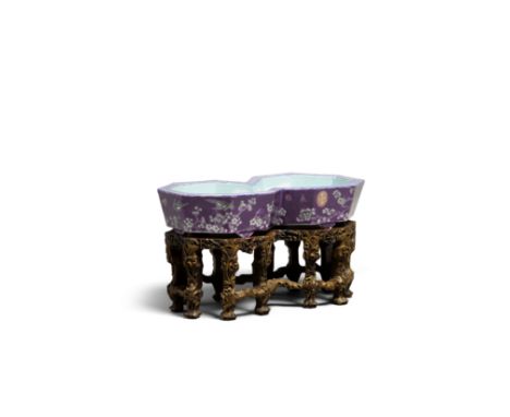 A double octagonal 'Summer Palace' dishRepublic periodOf joined octagonal form, supported on six tapering feet, the outer wal