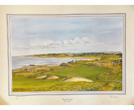Bill Waugh Handsigned 33x24 Colour Print titled 'Royal Dornoch-The 10th, Fuaran. Chelsea Green Editions Stamp. Limited Editio