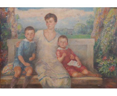 A*** ROHR (EUROPEAN, 20TH CENTURY)Portrait of a mother and two children
signed and dated 'AROHR 27' (lower right)
oil on canv