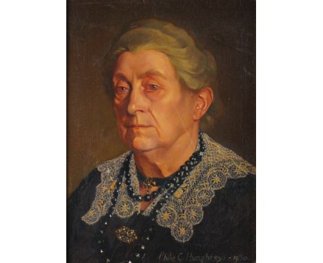 PHILLIP CALLON HUMPHREYS (BRITISH, 1905-1986)Portrait of Mrs A. E. Pacesigned and dated 'Philip C. Humphreys - 1930' (lower r