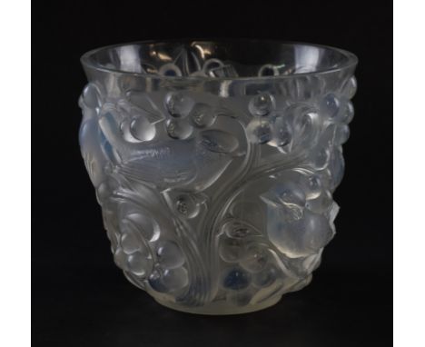 A LALIQUE `AVALLON' VASEDesigned in 1927Clear, frosted and opalescent glass, engraved R.Lalique France, No 986, 14.5cm highTh
