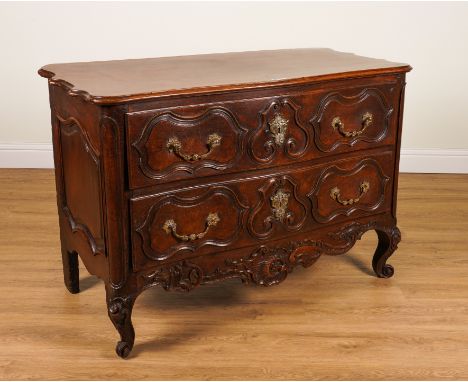 AN 18TH CENTURY FRENCH WALNUT SERPENTINE COMMODEWith moulded drawers, 130cm wide; 63cm deep; 92cm highCondition Report:&nbsp;