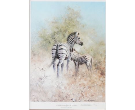 DAVID SHEPHERD (BRITISH, 1931-2017) (3)Zebra Mother and Foal, Etosha
signed and numbered in pencil 'David Shepherd 164/850' a
