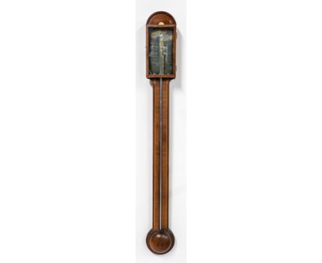 F. TARELLI: A GEORGE III MAHOGANY AND BOXWOOD OUTLINED STICK BAROMETERLate 18th/Early 19th CenturyThe silvered scale signed F