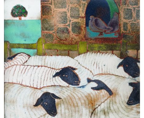 BERYL TURPIN (BRITISH, 1926-2016) (2)Sheep and Birds; Resting Not Munching, a pair
each signed and inscribed (to backboard)
e