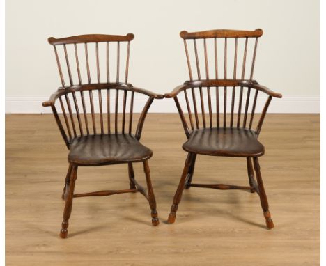A PAIR OF 19TH CENTURY ELM AND BEECH COMB BACK CHAIRS (2)59cm wide; 95cm highCondition report: both chairs are structurally s