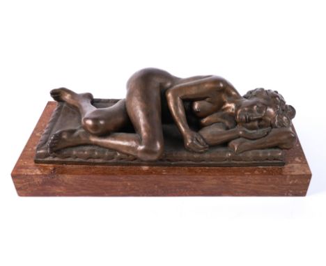 BARBARA TRIBE (AUSTRALIAN 1913-2000): 'MARGUERITE ASLEEP' BRONZE SCULPTURE OF A WOMAN1982The reclining form of a nude woman, 