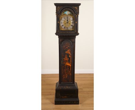 ROBERT HALL, CHICHESTER: A GEORGE III AND LATER CHINOISERIE DECORATED LONGCASE CLOCKThe 12 inch dial, with twin-train 8-day m