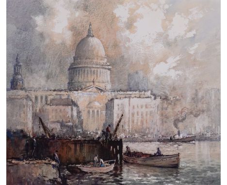 ROBERT LESLIE HOWEY (BRITISH, 1900-1981)St Paul's Cathedral from the Thames, London
signed and dated 'R. L. Howey 74' (lower 