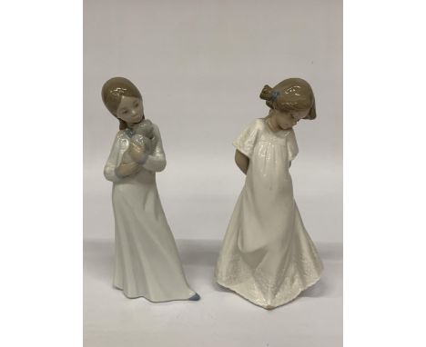 TWO NAO FIGURINES - SO SHY AND A GIRL WITH A PUPPY