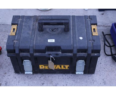 AN EMPTY PLASTIC DEWALT TOOL BOX