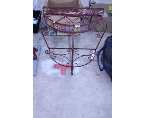A METAL DEMI LUNE CONSOLE TABLE