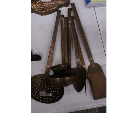 SEVEN VINTAGE COPPER UTENSILS