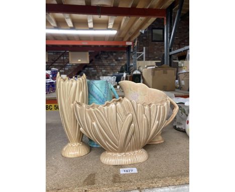 FOUR CERAMIC VASES, JUGS ETC