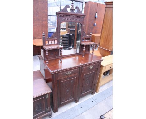 A LATE VICTORIAN SATINWOOD CHIFFONIER, 42" WIDE