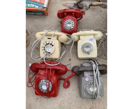 FIVE RETRO ROTARY DIAL TELEPHONES