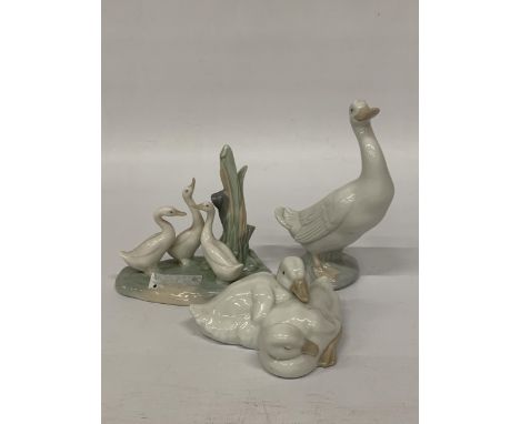 THREE NAO FIGURES OF DUCKS AND GEESE