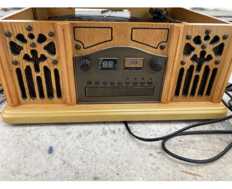 A RETRO STYLE PORTABLE RECORD PLAYER