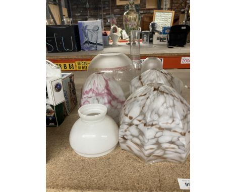 AN ASSORTMENT OF GLASS LAMP SHADES