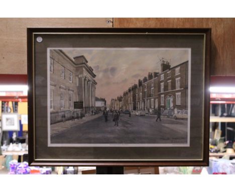 A FRAMED PRINT OF THE LIVERPOOL INSTITUTE, MOUNT STREET