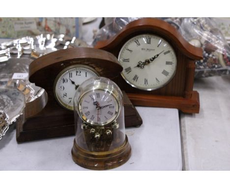 THREE MANTLE CLOCKS TO INCLUDE W.M. WIDDOP, ANNIVERSARY CLOCK, ETC.,