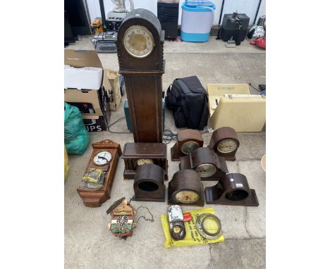 A LARGE QUANTITY OF VINTAGE CLOCKS AND CLOCK PARTS ETC