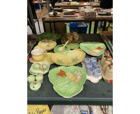 A LARGE QUANTITY OFCARLTONWARE CERAMIC ITEMS TO INCLUDE PLATES, BOWLS, SALT AND PEPPER SHAKERS, EGG CUPS, A SPOON ETC