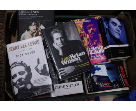 A COLLECTION OF MUSIC AUTOBIOGRAPHIES TO INCLUDE JIMI HENDRIX, THE LIBERTINES, MORRISSEY, BOB DYLAN, ETC