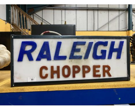 A RALEIGH CHOPPER ILLUMINATED LIGHT BOX SIGN - 59.5CM X 24CM X 10CM