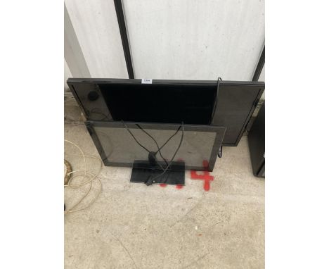 A POLAROID TELEVISION AND A FURTHER TELEVISION WITH BUILT IN DVD PLAYER