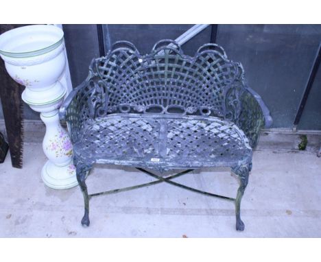 A VINTAGE STYLE CAST ALLOY TWO SEATER GARDEN BENCH