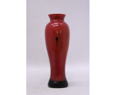A FLAME RED CAITHNESS STYLE CASED GLASS VASE, HEIGHT  25CM