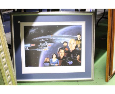 A LIMITED EDITION 526/850, STAR TREK PRINT, PENCIL SIGNED TREVOR HORSWELL, 66CM X 57CM