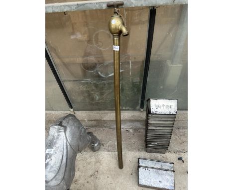 A VINTAGE BRASS WILSON BROWNE STAND PIPE AND TAP