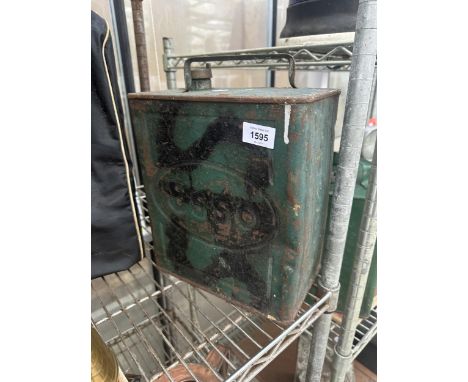 A VINTAGE ESSO PETROL CAN WITH A BRASS ESSO CAP