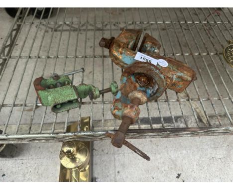 TWO VINTAGE CLAMP ON BENCH VICES