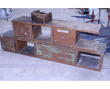 TWO VINTAGE WOODEN PIGEON HOLE DRAWER SECTIONS