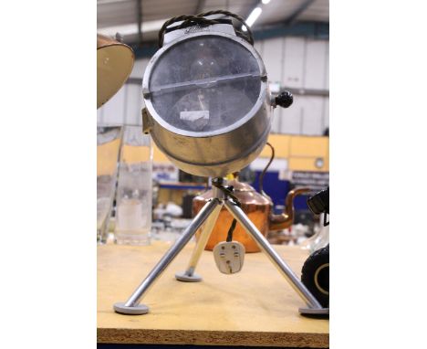 A VINTAGE BRITISH BULLFINCH LAMP WITH A TRIPOD BASE