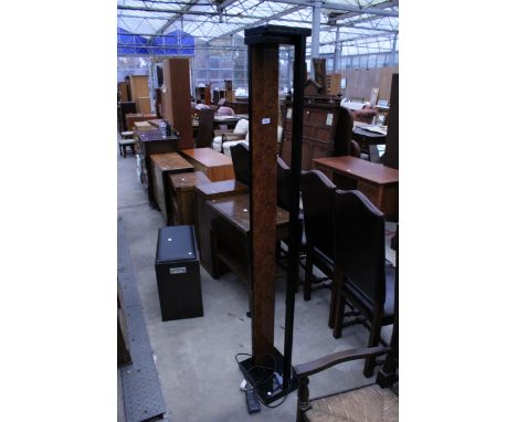 A VINTAGE HALOGEN WALNUT AND BLACK LAQUER RELUX (MILANO) FLOOR LAMP