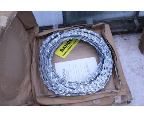 THREE NEW AND BOXED ROLLS OF RAZOR WIRE