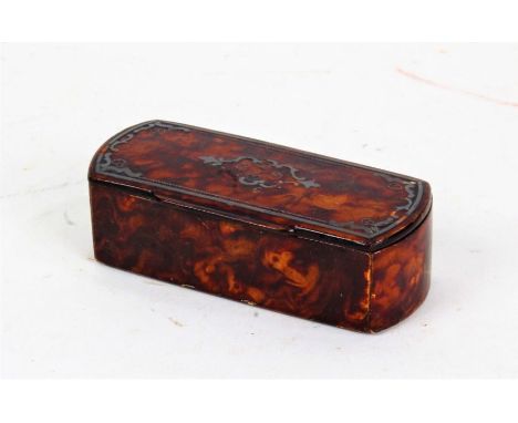 19th century burr wood effect snuff box, the hinged lid inlaid with white metal, 9.5cm wide