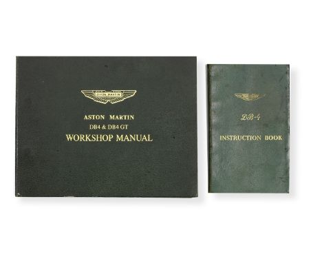 An Aston Martin DB4/GT workshop manual,green Rexine hardback covers, hole punched pages, title page with hand-written chassis