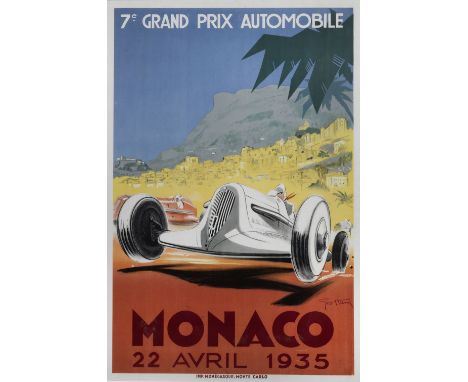 A 1935 Monaco Grand Prix race poster, after Geo Ham (Georges Hamel),original colour lithographic poster in French, printed by