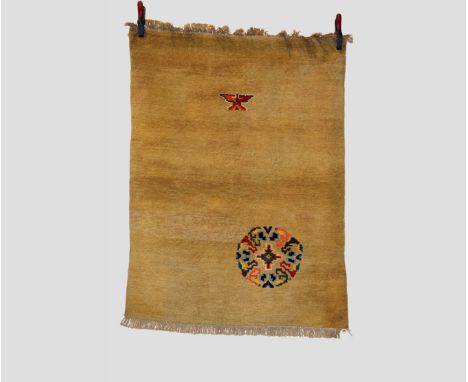 Pair of Tibetan rugs pale yellow/gold fields, inner Asia, second half 20th century, the first 4ft. 8in. X 3ft. 5in. 1.42m. X 