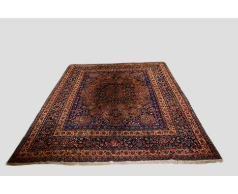 Mashad carpet with inscription, Khorasan area, north east Persia, circa 1930s, 13ft. 2in. X 10ft. 5in. 4.01m. X 3.17m. Inscri