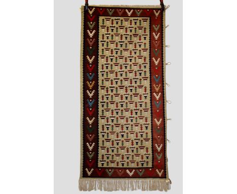 Two  European flatweaves, the first probably from the Balkan peninsula, mid-20th century, the first a kelim, 6ft. 1in. X 3ft.