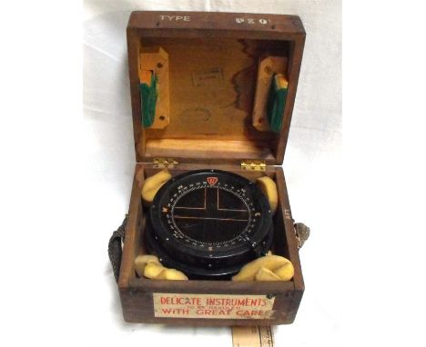 A WWII RAF Lancaster bomber bearing compass Type P10 No. 9876T 18cm diameter, boxed 